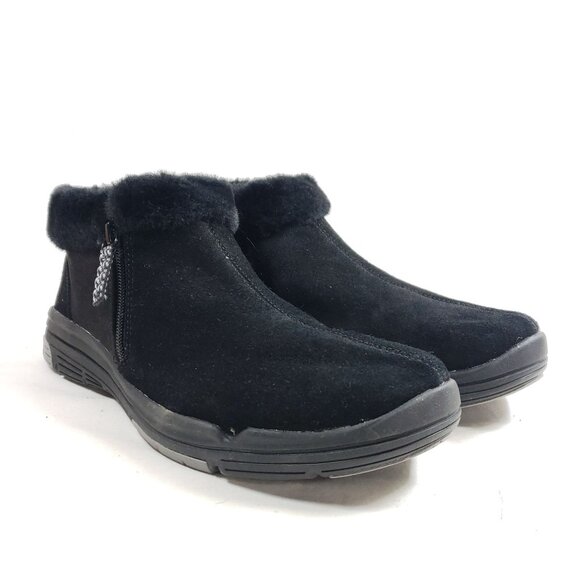 Ryka Shoes - Ryka Anchorage Mid Black Leather Fur-Lined Comfort Walking Boots Size 10